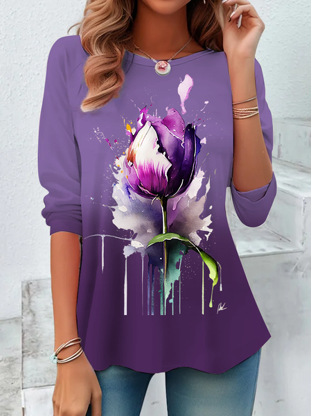 

Alzheimer's Flower Long sleeve Shirt, Purple, Long sleeves