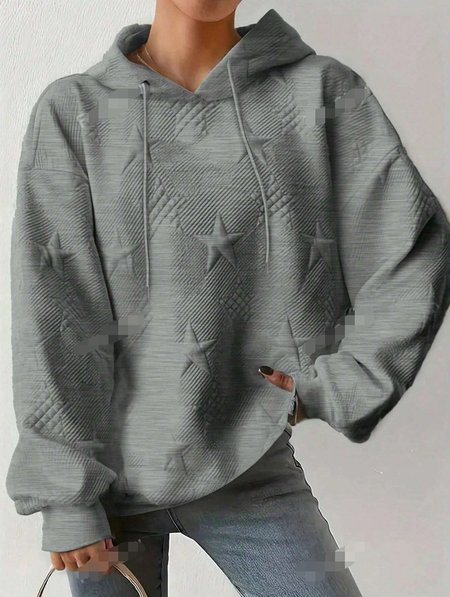 Casual Loose Hoodie Sweatshirt, Gray, Outerwear