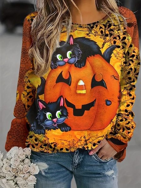 

Casual Crew Neck Halloween Sweatshirt, Multicolor, Hoodies & Sweatshirts