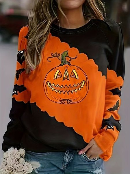 

Casual Crew Neck Halloween Sweatshirt, Black, Hoodies & Sweatshirts