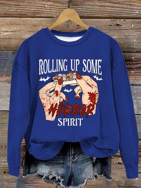 

Rolling Up Some Horror Spirit Halloween Horror Casual Cotton Sweatshirt, Royal blue, Hoodies&Sweatshirts