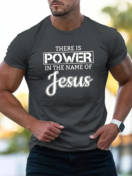 

Men's Vintage Faith Print Cotton T-shirt, Dark gray, T-shirts