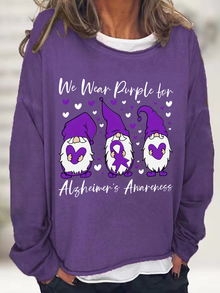 

We Wear Purple For Alzheimer's Gnome Casual Sweatshirtw, Deep purple, Hoodies&Sweatshirts