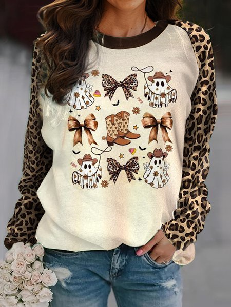 

Women's Crew Neck Halloween Printing Vintage Spring/Fall Long Sleeve Sweatshirt, Brown, Sweatshirts & Hoodies
