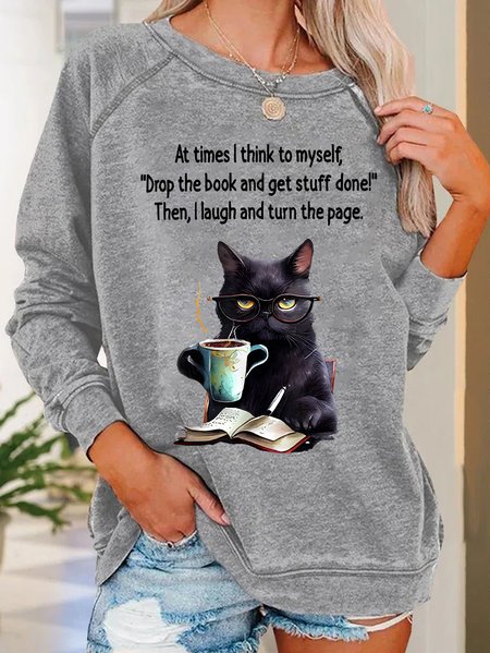 

At Times L Think To Myself Casual Sweatshirt, Light gray, Hoodies&Sweatshirts