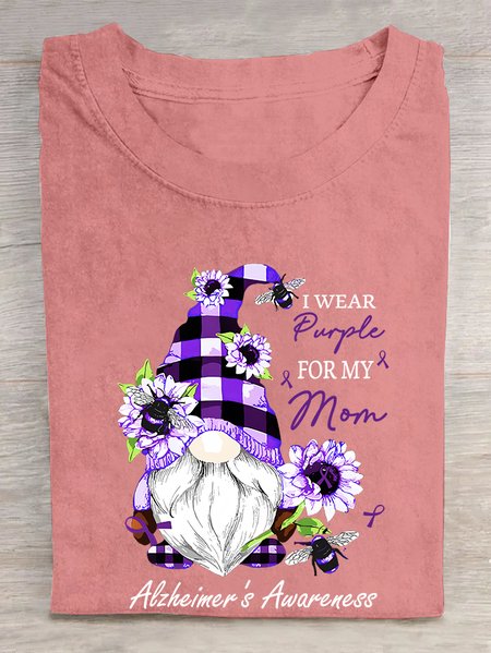 

Wear Purpley For My For My Mom Alzheimer's Awareness Cotton T-shirt, Orange pink, T-shirts