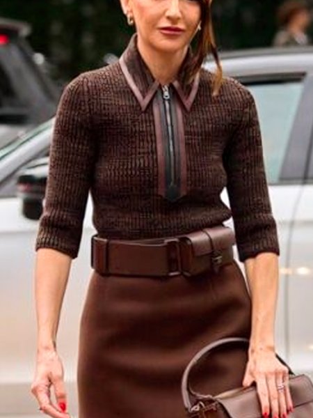

Regular Sleeve Urban Shawl Collar Sweater, Brown, Pullovers