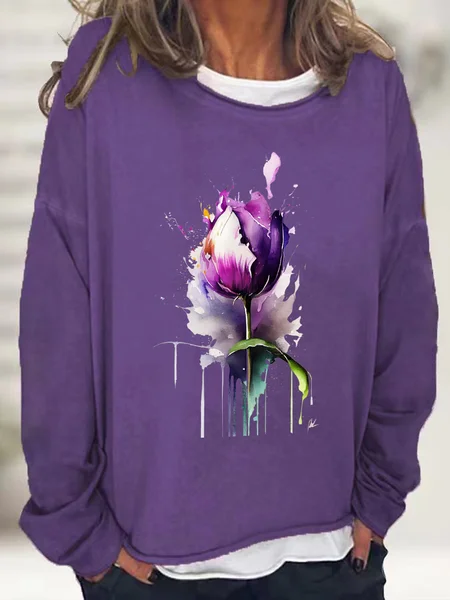 

Purple Flower Alzheimer's Awareness Casual Sweatshirt, Deep purple, Hoodies&Sweatshirts