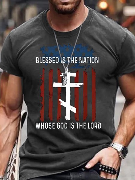 

Blessed Nation Psalm 33 22 4th of July Cotton T-shirt, Dark gray, T-shirts