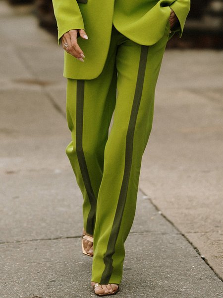 

Urban Color Block Split Joint Pants, Green, Pants