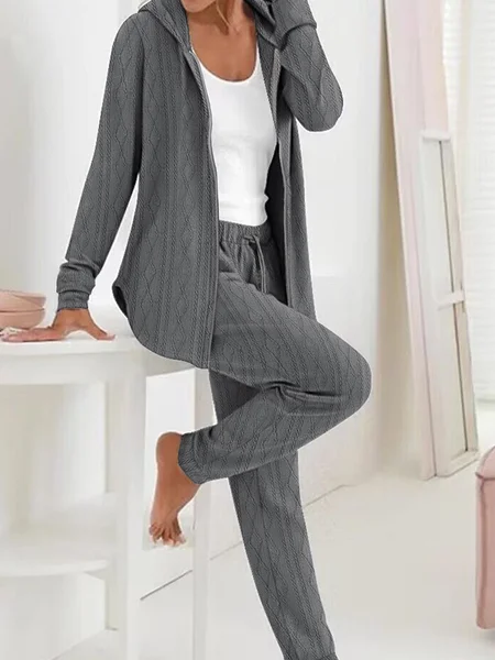 

Women's Jersey Abstract Daily Going Out Two Piece Set Long Sleeve Casual Spring/Fall Top With Pants Matching Set, Dark gray, Suit Set