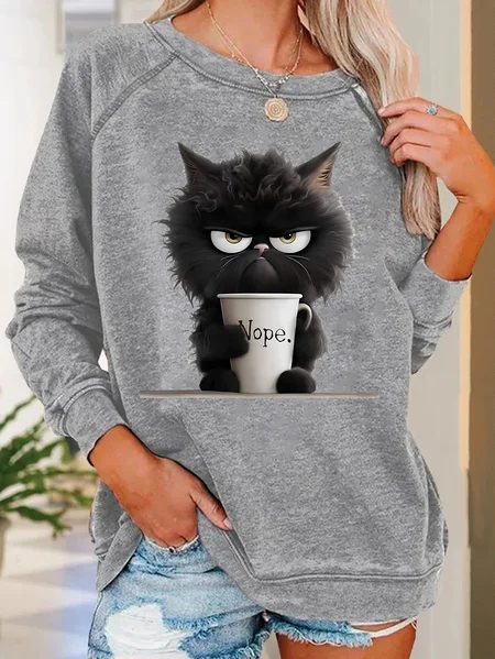 

Funny Cat Nope Casual Sweatshirt, Light gray, Hoodies&Sweatshirts