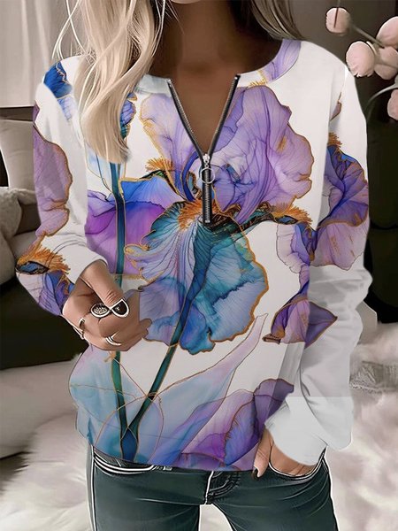 

Casual Crew Neck Floral Sweatshirt, Multicolor, Hoodies & Sweatshirts