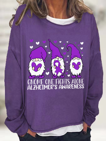 

Alzheimer's Awareness Gnome One Fights Alone Casual Sweatshirt, Deep purple, Hoodies&Sweatshirts
