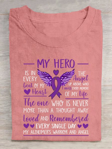 

my hero Alzheimer's Awareness Cotton T-shirt, Orange pink, T-shirts