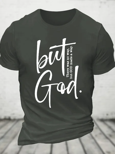 

There Is No Way But God Made A Way Christian Cotton T-Shirt, Dark gray, T-shirts