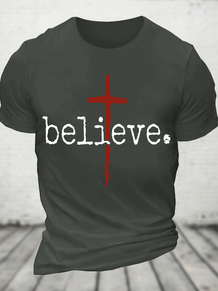 

Believe Cotton T-Shirt, Dark gray, T-shirts