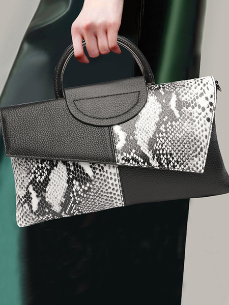 

PU Urban Clutch Square Bag, Black-white, Bags