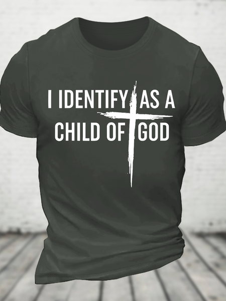 

I Identify As A Child Of God Christian Cotton T-Shirt, Dark gray, T-shirts