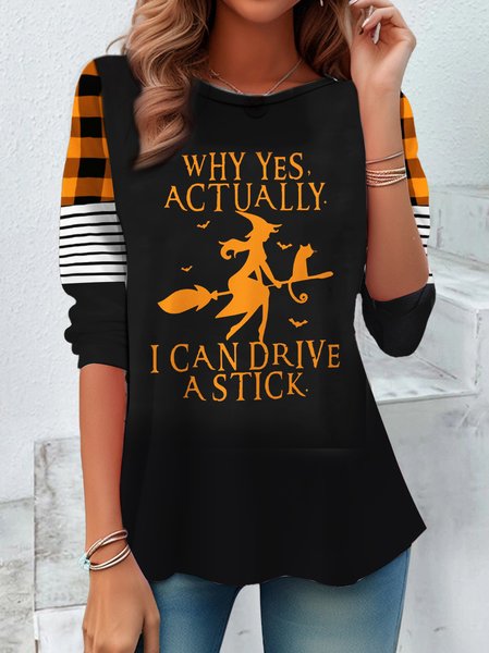 

Women's Long Sleeve Tee T-shirt Spring/Fall Halloween Printing Jersey Crew Neck Daily Going Out Vintage Top, Black, T-Shirts