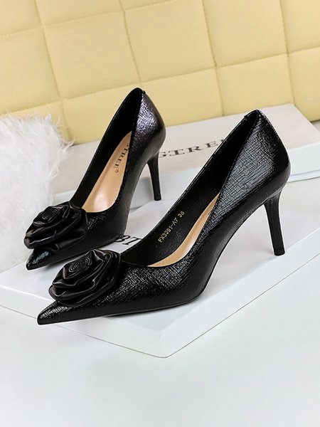 

Urban Stiletto Heel Pu Plain Flat, Black, Heels