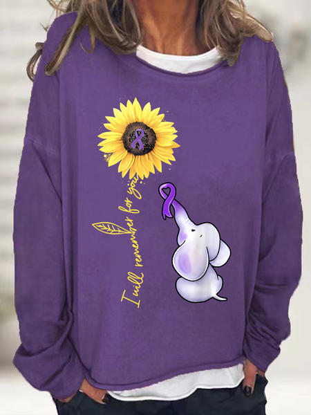 

Elephant I Will Remember For You Sunflower Alzheimer Casual Sweatshirt, Deep purple, Hoodies&Sweatshirts