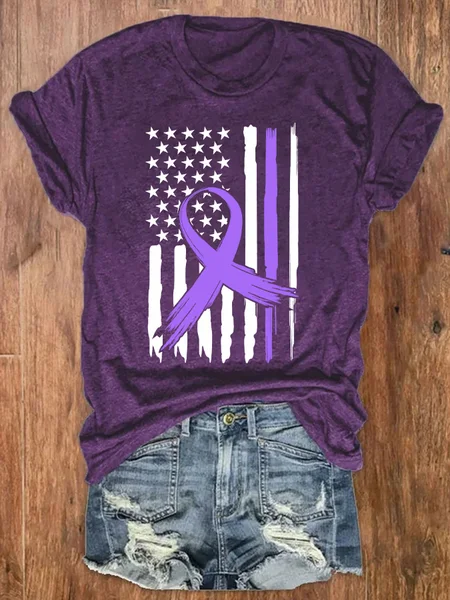 

Alzheimer's Awareness Text Letters Simple T-Shirt, Purple, T-shirts