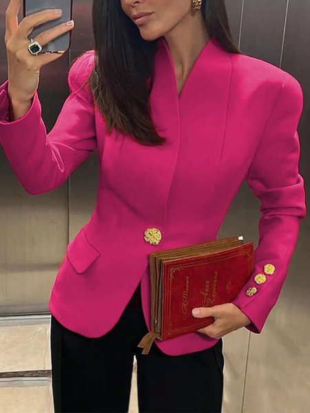 

Elegant Regular Sleeve Regular Fit Jacket, Deep pink, Jackets