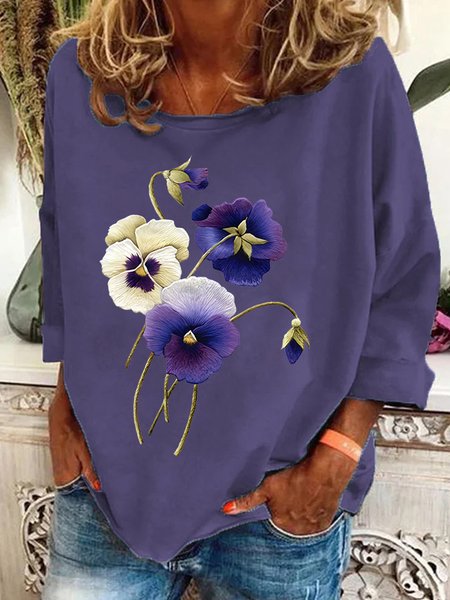 

Alzheimer's Awareness Purple Floral Print Casual Sweatshirt, Deep purple, Hoodies&Sweatshirts