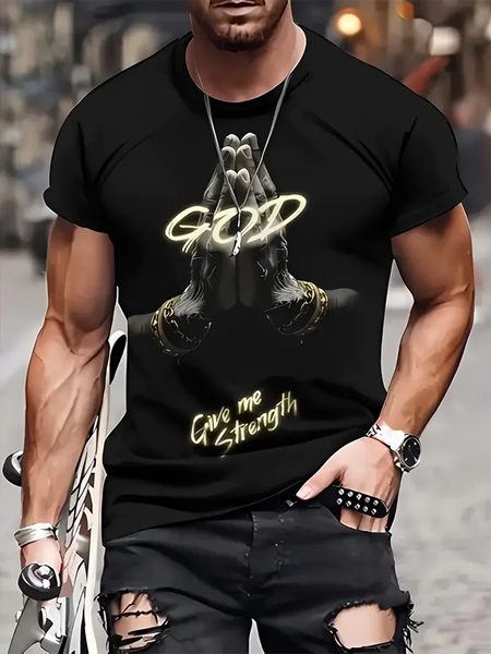 

Men's Vintage Faith Print T-Shirt, Black, T-shirts
