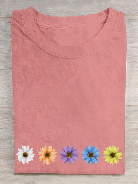 

Alzheimer's Awareness Floral Print Cotton T-shirt, Orange pink, T-shirts