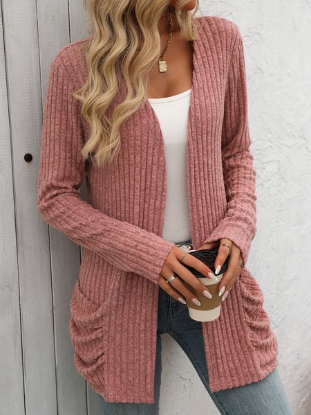

Spring/Fall Wrap Loose Casual Plain Kimono, Pink, Outerwear