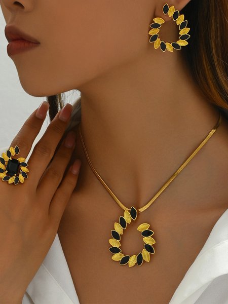 

3 pcs/set Urban Leaf Set, As picture, Jewelry
