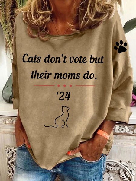 

Cats Dont Vote But Their Moms Do Casual Sweatshirt, Khaki, Hoodies&Sweatshirts
