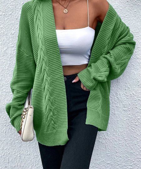 

Women Wool/Knitting Plain Long Sleeve Comfy Casual Cardigan, Green, Sweaters