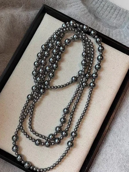 

Elegant Plain Pearl Layer Sets, Gray, Jewelry