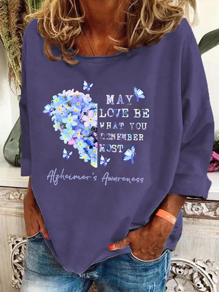 

May Love Be What You Remember Most Alzheimer Awareness Casual Sweatshirt, Deep purple, Hoodies&Sweatshirts