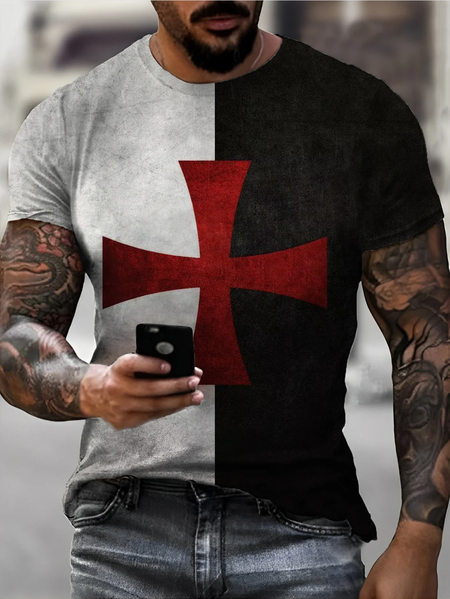 

Men's Vintage Faith Print Casual T-Shirt, Black, T-shirts