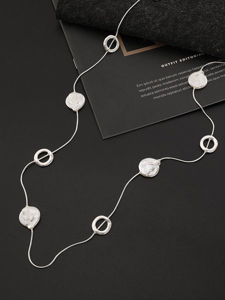 

Daily Elegant Plain Chain Necklaces, Silver, Necklaces