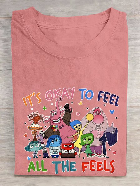 

Today I Feel All The Feels Cotton T-shirt, Orange pink, T-shirts