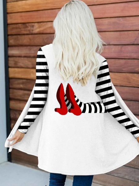 

Women's Halloween Striped Patchwork Long Sleeve Cardigan, White, Cardigans