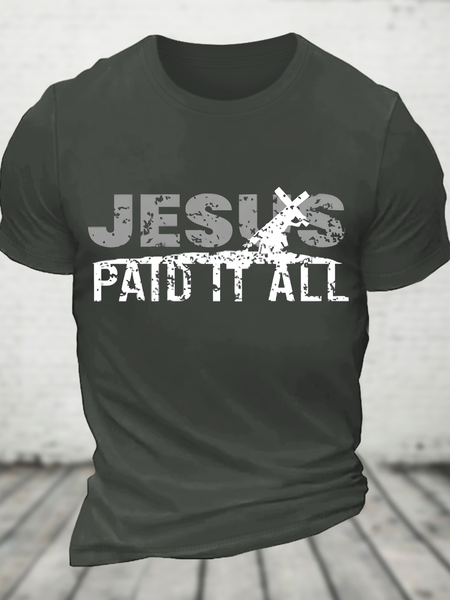 

Jesus Paid It All Cotton T-Shirt, Dark gray, T-shirts