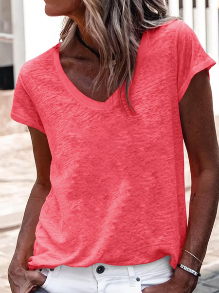 

Women's Casual V-Neck Shirt, Rose red, T-shirts