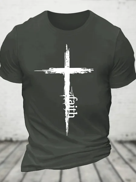 

Cross Faith Cotton T-Shirt, Dark gray, T-shirts