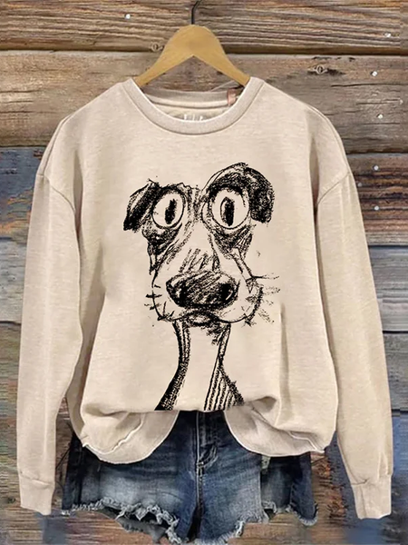 

Cute puppy retro dog Casual Cotton Sweatshirt, Apricot, Hoodies&Sweatshirts