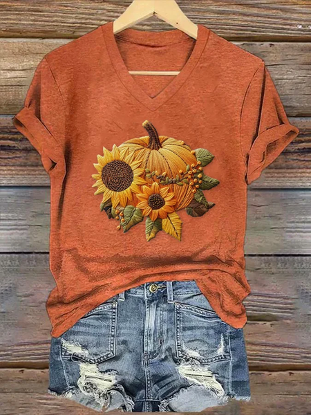 

Women's Floral Pumpkin Halloween T-Shirt, Orange, T-shirts
