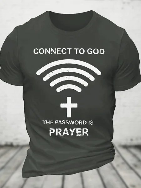

Connect To God Vintage Faith Print Cotton T-Shirt, Dark gray, T-shirts