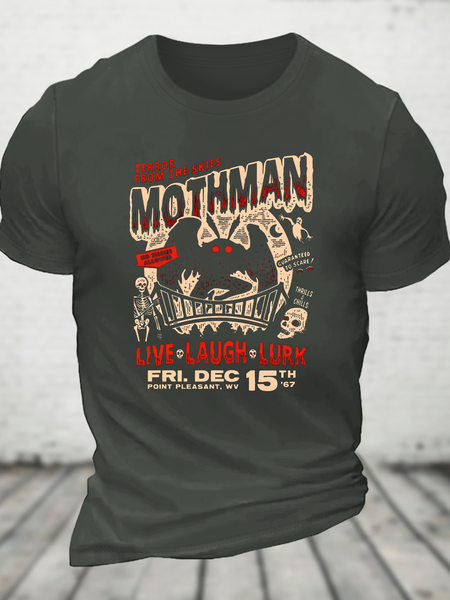 Mothman Spook Show Cotton T-Shirt, Dark gray, T-shirts