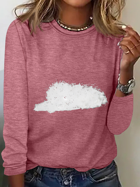 

Fun Furry Puppy Art Casual Long Sleeve Shirtw, Watermelon, Long sleeves