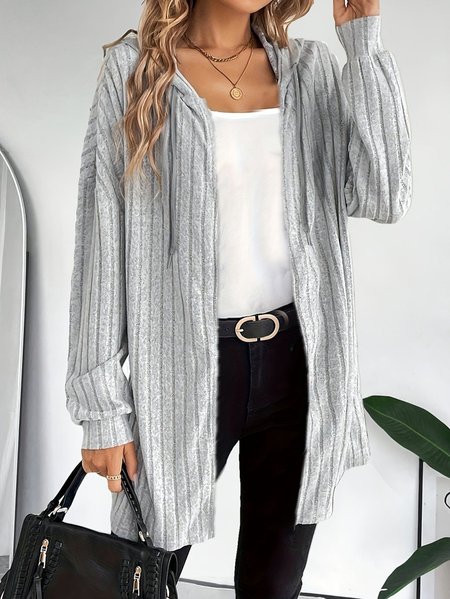 

Women's Plain Regular Loose Jacket, Gray, Outerwear